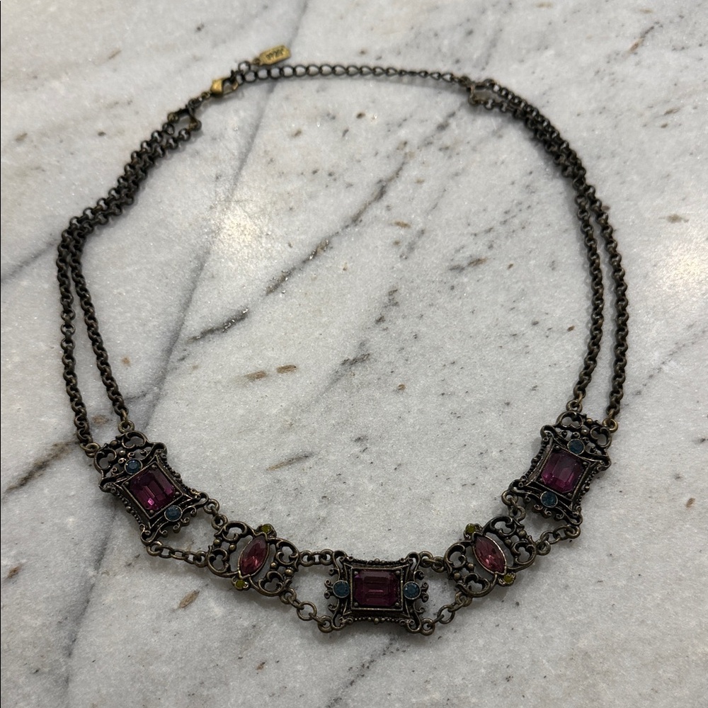1928 Necklace with Purple and Blue Accents